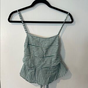 Francesca's Collections Green Striped Tank Top